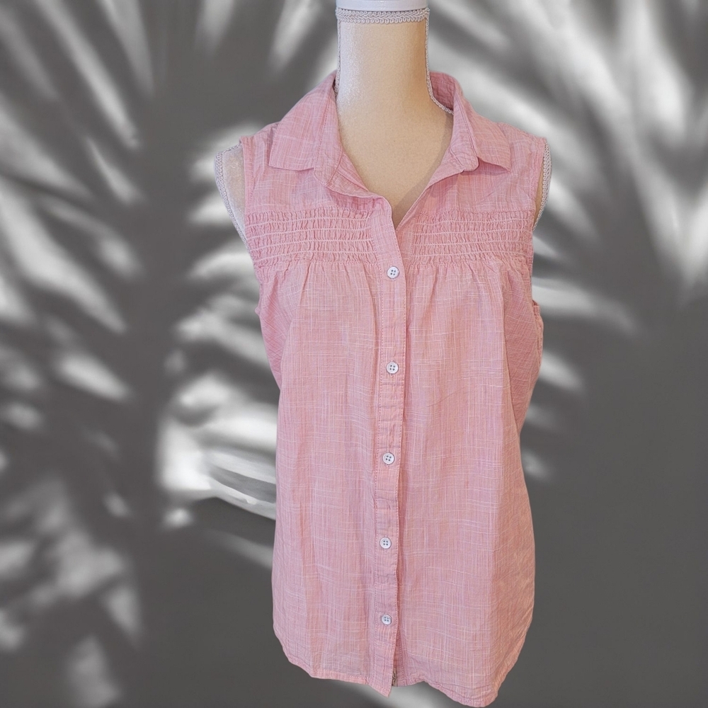 Old Ranch Women's 100% Cotton smocked Shirt Top XL